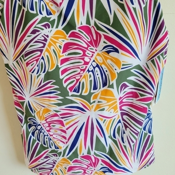 NWT Sporti Tankini Tank Top Swim High Neck Palm Pink Orange Medium - Picture 4 of 8